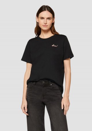 s.Oliver T-Shirt mit Halloween-Motiv - schwarz