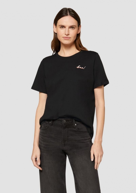 s.Oliver T-Shirt mit Halloween-Motiv - schwarz