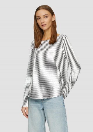 s.Oliver Longsleeve mit Flammgarnstruktur und U-Boot-Ausschnitt - ecru
