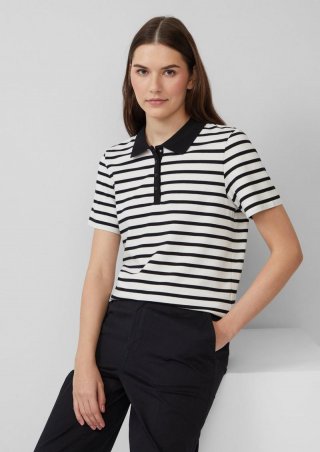 s.Oliver Verkürztes Poloshirt aus Baumwollpiqué - schwarz