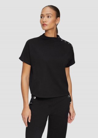 s.Oliver Jersey-Shirt mit dekorativen Knöpfen - schwarz