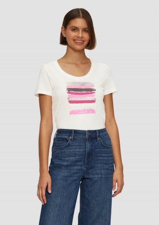 s.Oliver T-Shirt mit Frontprint - ecru