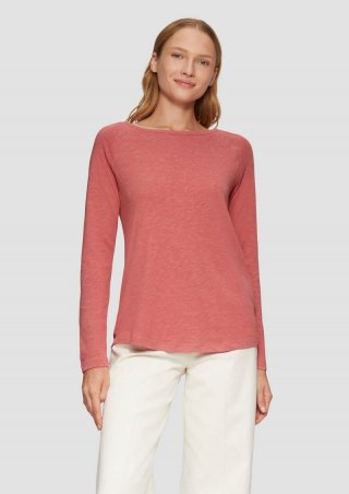 s.Oliver Langarmshirt mit Flammgarnstruktur und Raglanärmeln - papaya
