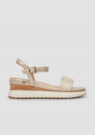 s.Oliver Slingback-Sandalen mit Keilabsatz - champagner