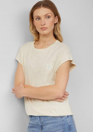 s.Oliver T-Shirt im Relaxed Fit mit kleinem Artwork - natur