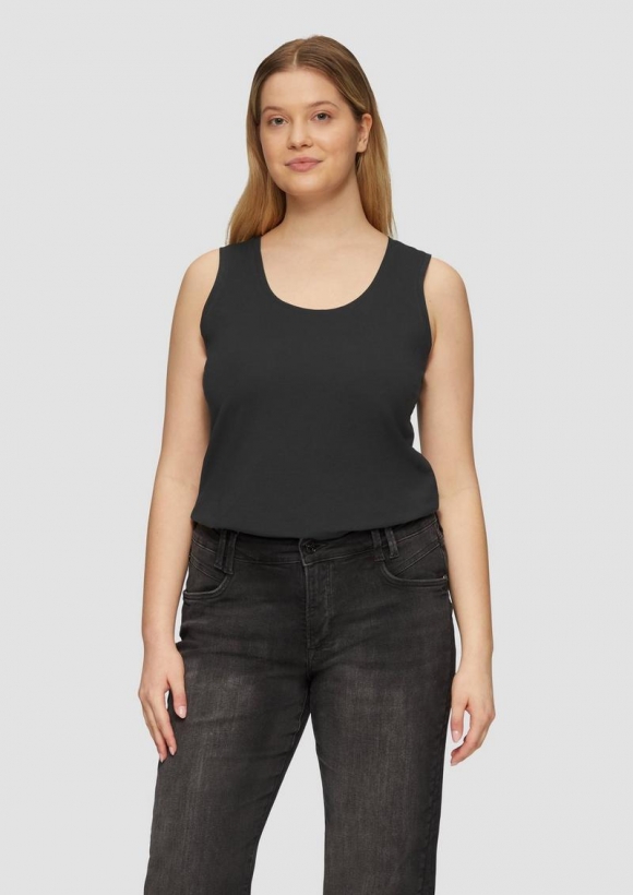 s.Oliver Tanktop aus elastischem Jersey - schwarz