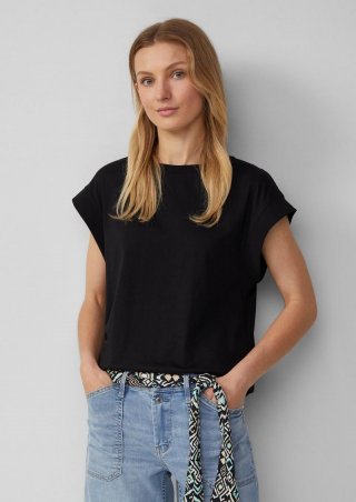 s.Oliver T-Shirt im Relaxed Fit mit überschnittenen Schultern - schwarz