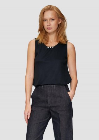 s.Oliver Top mit Schmuckperlen - navy