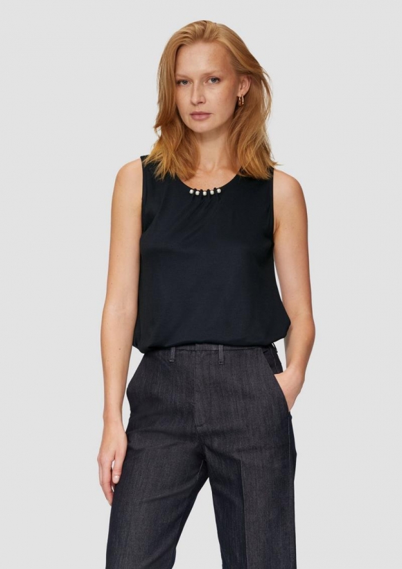 s.Oliver Top mit Schmuckperlen - navy