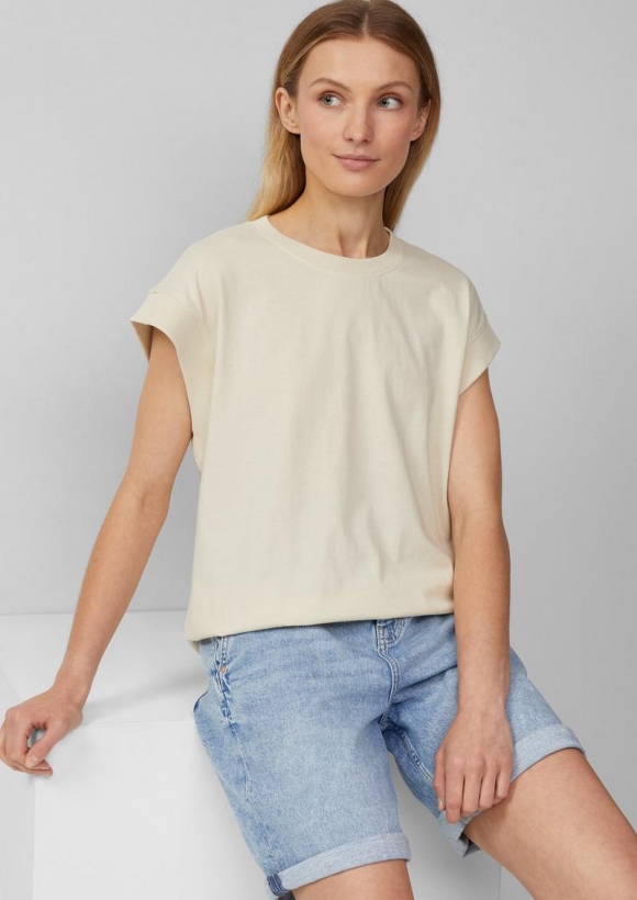 s.Oliver T-Shirt im Relaxed Fit mit überschnittenen Schultern - champagner