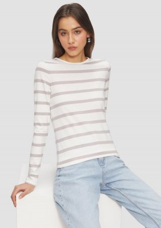 s.Oliver Schmales Ringelshirt mit Rundhalsausschnitt - beige