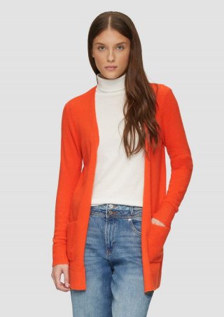 s.Oliver Lange Strickjacke mit Rippbündchen - orange
