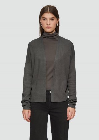 s.Oliver Offene Strickjacke aus Viskosemix - anthrazit
