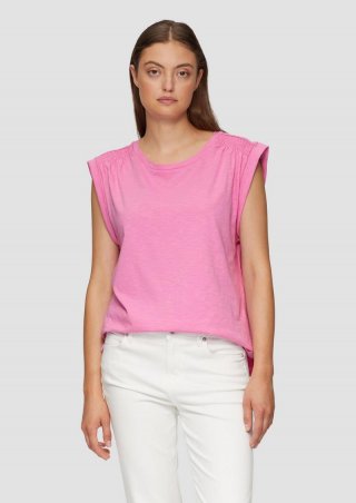 s.Oliver Ärmelloses Flammgarnshirt mit Smok-Details - rosa