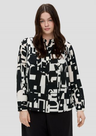 s.Oliver Crêpe-Bluse mit Raffung - schwarz