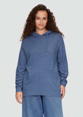 s.Oliver Strukturierter Strickpullover mit Kapuze - blau