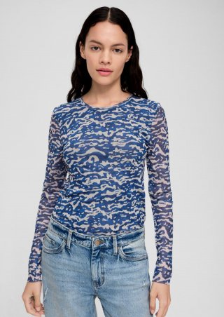 s.Oliver Langarmshirt aus Mesh - dunkelblau