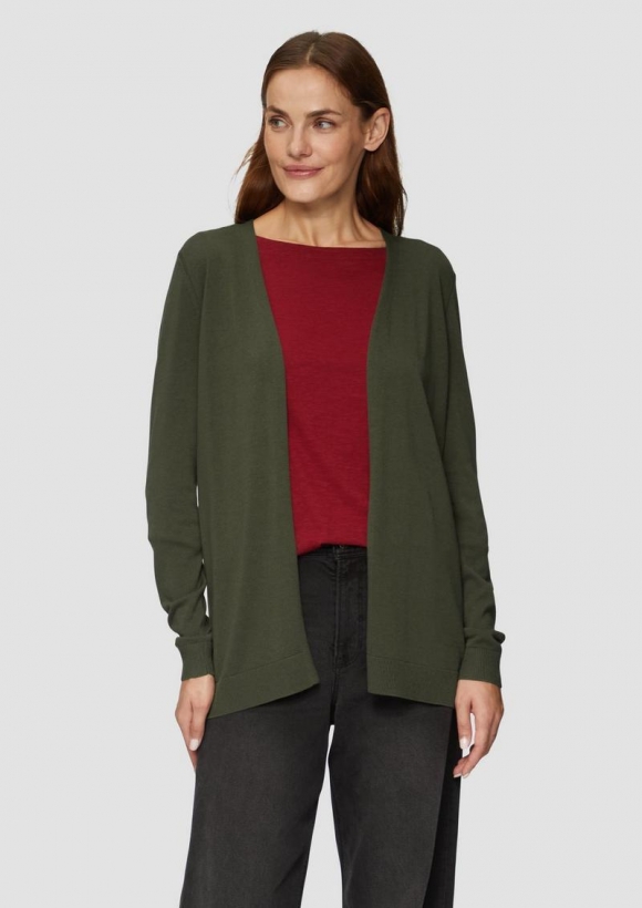 s.Oliver Cardigan aus Viskose-Baumwollmix - olivgrün