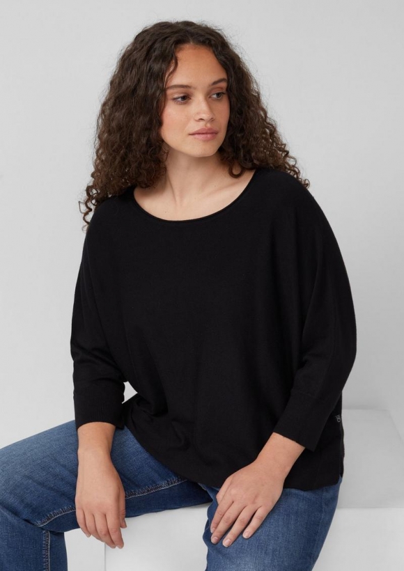 s.Oliver Strickpullover mit Fledermausarm - schwarz