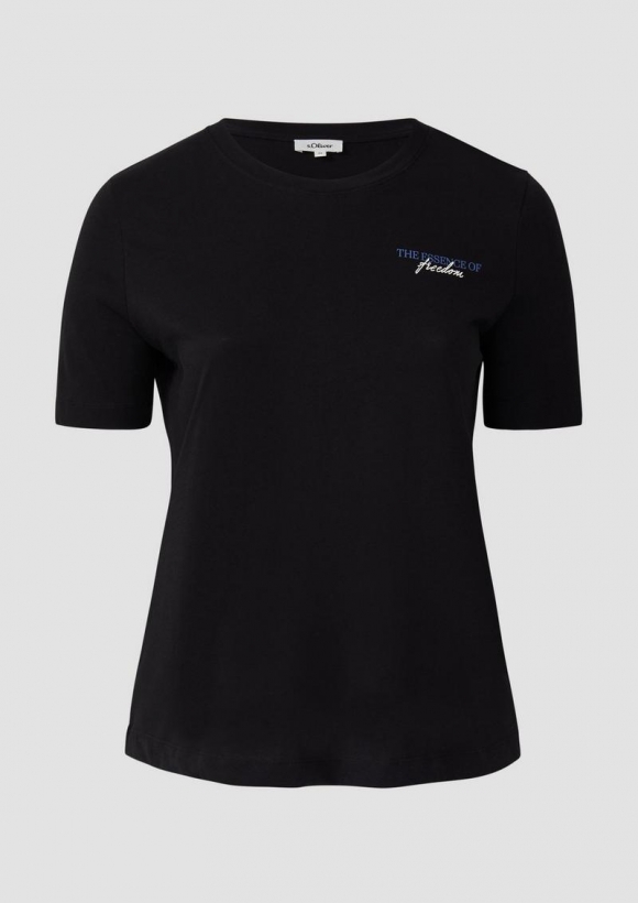 s.Oliver T-Shirt mit Front- und Rückenprint - schwarz
