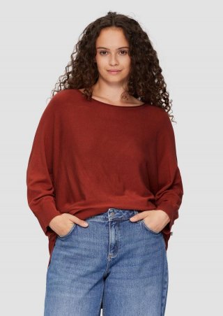 s.Oliver Viskosemix-Pullover mit Fledermausärmeln - rubinrot