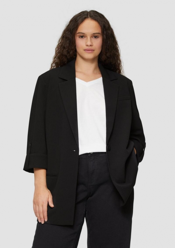 s.Oliver Blazer mit Turn-up-Ärmeln - schwarz