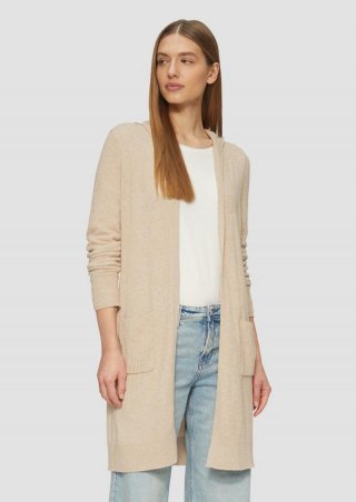 s.Oliver Long-Cardigan mit Kapuze - beige