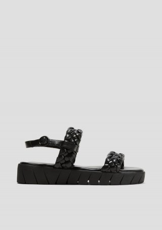 s.Oliver Sandalen mit Flecht-Detail und Dornschließe - schwarz