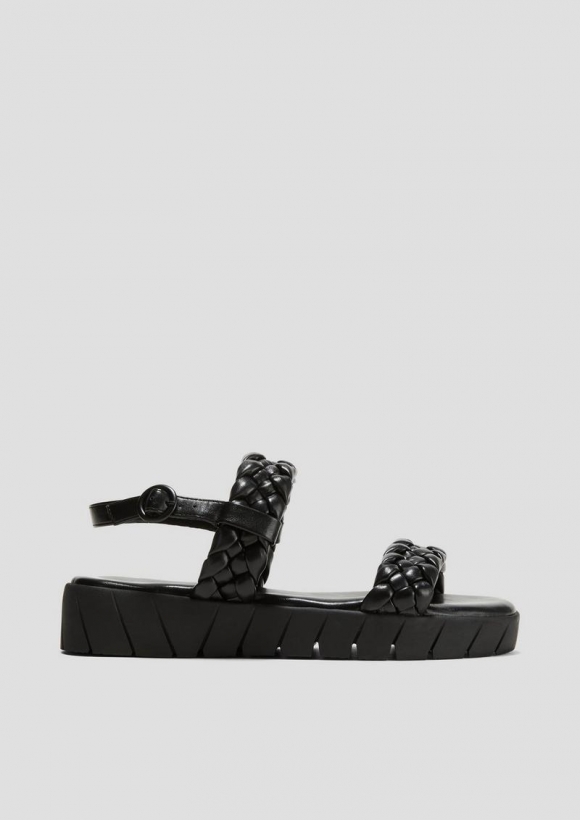 s.Oliver Sandalen mit Flecht-Detail und Dornschließe - schwarz
