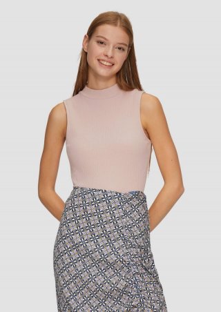 s.Oliver Verkürztes Ripptop mit Turtleneck - perlmuttrosa