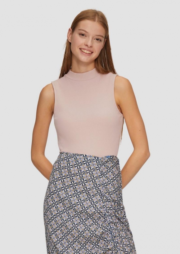 s.Oliver Verkürztes Ripptop mit Turtleneck - perlmuttrosa