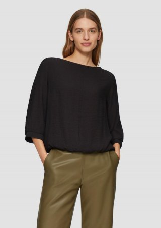 s.Oliver Fabricmix-Shirt im Relaxed Fit mit weitem Ärmel - schwarz