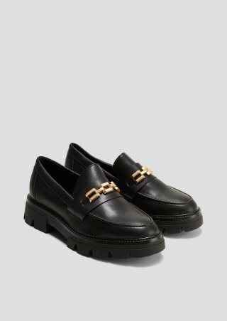s.Oliver Loafer mit Schmuck-Detail - schwarz
