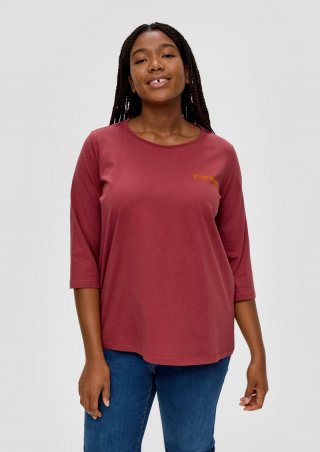s.Oliver Longsleeve mit Flockprint-Detail - mohnrot