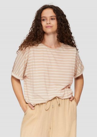 s.Oliver T-Shirt aus Lyocellmix mit Ringelmuster - beige