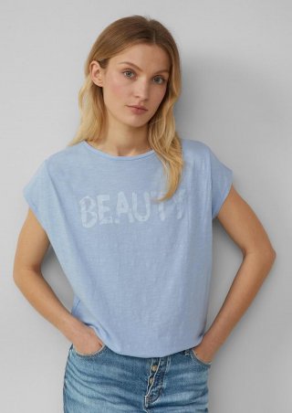 s.Oliver Ärmelloses T-Shirt im Relaxed Fit mit Frontprint - hellblau