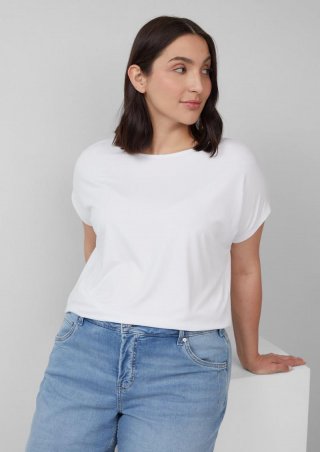s.Oliver Fließendes Jersey-Shirt mit überschnittenen Schultern - weiß