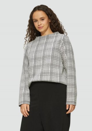 s.Oliver Gemustertes Sweatshirt mit Turtleneck - ecru