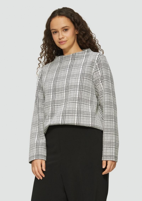 s.Oliver Gemustertes Sweatshirt mit Turtleneck - ecru
