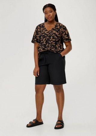 s.Oliver Regular curvy: Kurze Hose aus Twill - schwarz