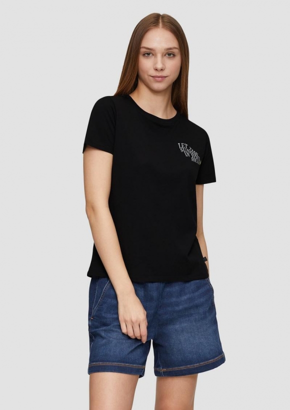 s.Oliver T-Shirt aus Baumwolle mit Front- und Rückenprint - schwarz