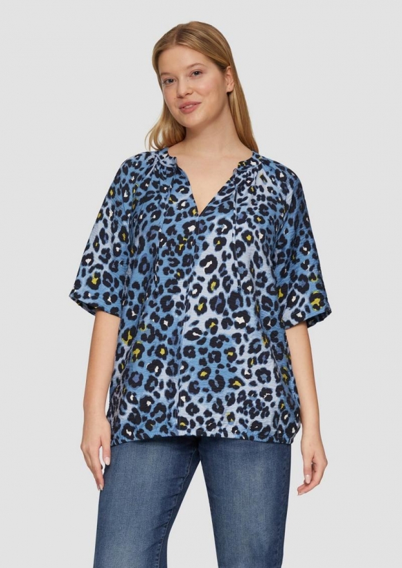 s.Oliver Bluse aus strukturierter Viskose - blau
