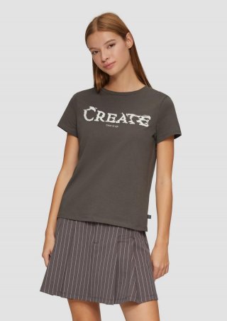 s.Oliver T-Shirt mit Frontprint - anthrazit