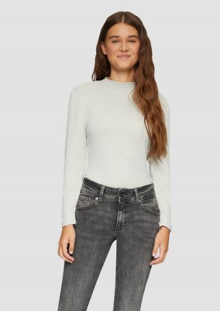 s.Oliver Slim-Fit Shirt mit Puff-Ärmeln - creme