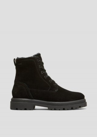 s.Oliver Gefütterte Stiefel aus Veloursleder - schwarz