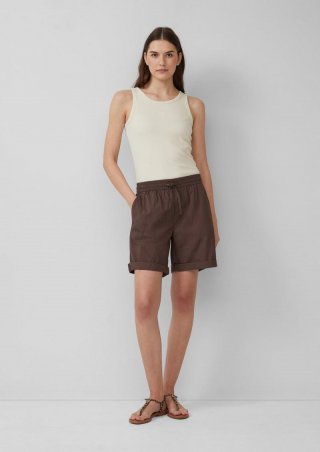 s.Oliver Leichte Relaxed-Fit-Shorts aus Baumwollmix - mokka
