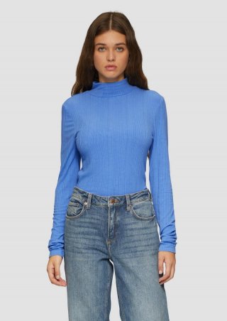 s.Oliver Rippshirt im Slim Fit aus Viskosemix - blau