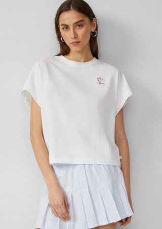 s.Oliver Lässiges Shirt mit überschnittener Schulter - weiß
