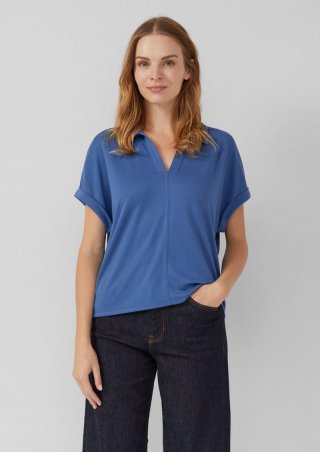 s.Oliver Fließendes Shirt mit Polokragen - royalblau