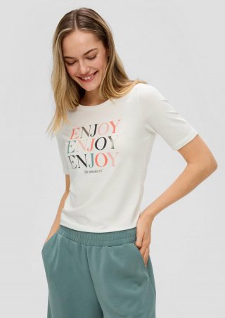 s.Oliver T-Shirt aus Baumwollstretch - creme